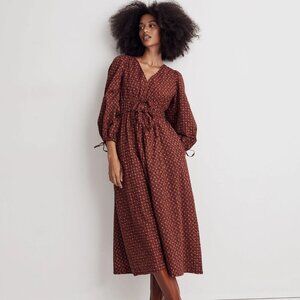 Madewell Sophia Tie-Front Midi Dress in Teaberry Floral / XXL